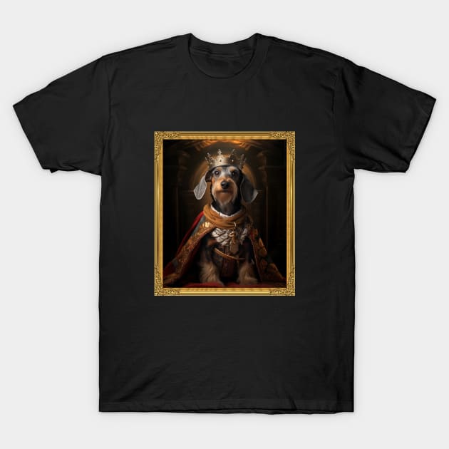 Distinguished Wire Haired Dachshund - Medieval German King (Framed) T-Shirt by HUH? Designs